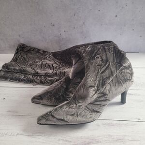 Brenda Zaro, Grey Crushed Velvet Suede, OTK Boot, Size 40 (81/2-9)